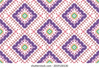 Geometric Indian ethnic pattern design for background, fabric, clothing, wrapping, textile, texture, decoration, batik, boho, carpet vector illustrations background. Traditional embroidery ornament .