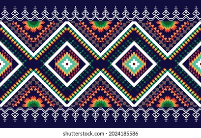 Geometric Indian ethnic pattern design for background, fabric, clothing, wrapping, textile, wallpaper, texture traditional embroidery ornament boho oriental vector illustrations native tribal carpet.