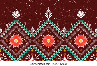 Geometric Indian ethnic pattern design. Turkey Aztec fabric carpet mandala ornament boho chevron textile decoration wallpaper. Tribal native traditional embroidery Vector illustrations background.