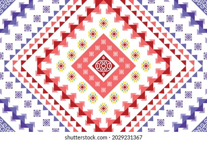 Geometric Indian ethnic pattern design. Turkey Aztec fabric carpet mandala ornament boho chevron textile decoration wallpaper. Tribal native traditional embroidery Vector illustrations background.