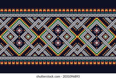Geometric Indian ethnic pattern design Ikat Aztec fabric carpet mandala ornament boho chevron textile decoration wallpaper Tribal turkey traditional embroidery oriental vector illustrations background