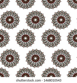 Geometric  indian paisley pattern on white background