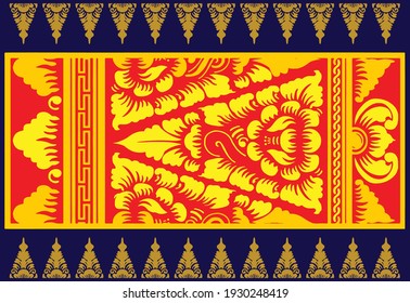 Geometric Indonesian batik motifs with distinctive Balinese floral pattern