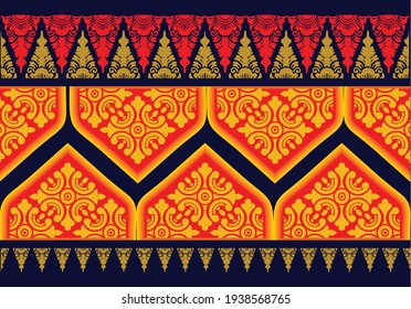 Geometric Indonesian batik motifs with distinctive Balinese floral pattern