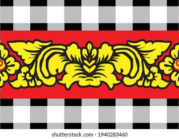 Geometric Indonesian batik motifs with distinctive Balinese floral pattern