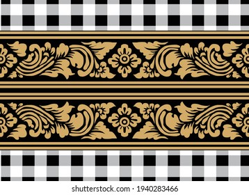 Geometric Indonesian batik motifs with distinctive Balinese floral pattern