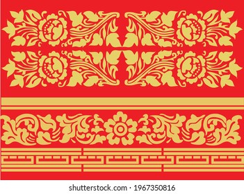 Geometric Indonesian batik motifs with distinctive Balinese floral pattern