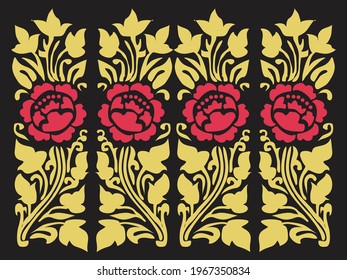 Geometric Indonesian batik motifs with distinctive Balinese floral pattern