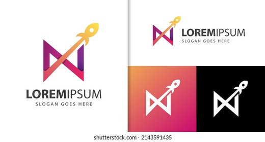 geometric infinity launch rocket logo, rocket launch logo template for business technology symbol icon design