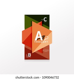 Geometric infographic banner, paper info a b c option diagram created with color shapes. Vector illustration