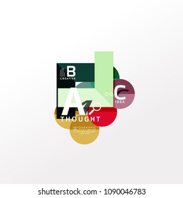 Geometric infographic banner, paper info a b c option diagram created with color shapes. Vector illustration