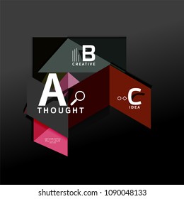 Geometric infographic banner, paper info a b c option diagram created with color shapes. Vector illustration