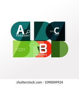 Geometric infographic banner, paper info a b c option diagram created with color shapes. Vector illustration