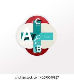 Geometric infographic banner, paper info a b c option diagram created with color shapes. Vector illustration