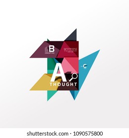 Geometric infographic banner, paper info a b c option diagram created with color shapes. Vector illustration