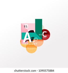 Geometric infographic banner, paper info a b c option diagram created with color shapes. Vector illustration