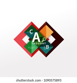 Geometric infographic banner, paper info a b c option diagram created with color shapes. Vector illustration