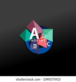 Geometric infographic banner, paper info a b c option diagram created with color shapes. Vector illustration