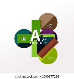 Geometric infographic banner, paper info a b c option diagram created with color shapes. Vector illustration