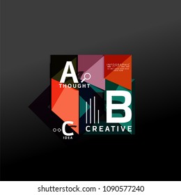 Geometric infographic banner, paper info a b c option diagram created with color shapes. Vector illustration