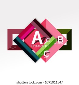 Geometric infographic banner, paper info a b c option diagram created with color shapes. Vector illustration