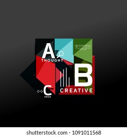 Geometric infographic banner, paper info a b c option diagram created with color shapes. Vector illustration