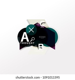 Geometric infographic banner, paper info a b c option diagram created with color shapes. Vector illustration