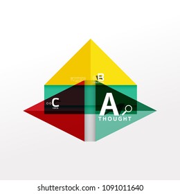 Geometric infographic banner, paper info a b c option diagram created with color shapes. Vector illustration