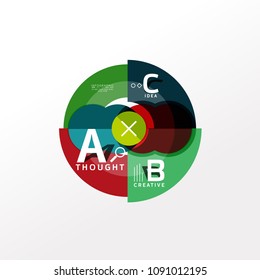 Geometric infographic banner, paper info a b c option diagram created with color shapes. Vector illustration