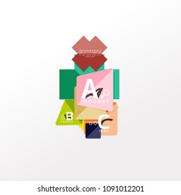 Geometric infographic banner, paper info a b c option diagram created with color shapes. Vector illustration