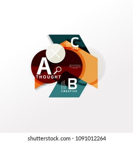 Geometric infographic banner, paper info a b c option diagram created with color shapes. Vector illustration