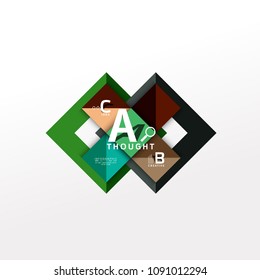 Geometric infographic banner, paper info a b c option diagram created with color shapes. Vector illustration