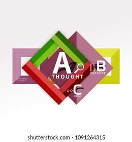 Geometric infographic banner, paper info a b c option diagram created with color shapes. Vector illustration