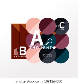 Geometric infographic banner, paper info a b c option diagram created with color shapes. Vector illustration