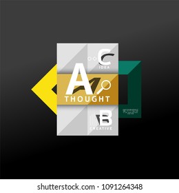 Geometric infographic banner, paper info a b c option diagram created with color shapes. Vector illustration