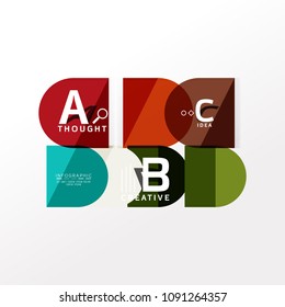 Geometric infographic banner, paper info a b c option diagram created with color shapes. Vector illustration