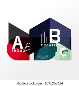 Geometric infographic banner, paper info a b c option diagram created with color shapes. Vector illustration