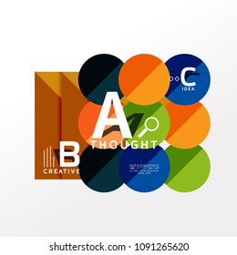Geometric infographic banner, paper info a b c option diagram created with color shapes. Vector illustration