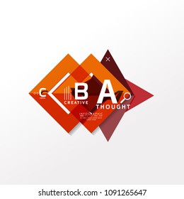 Geometric infographic banner, paper info a b c option diagram created with color shapes. Vector illustration