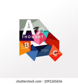 Geometric infographic banner, paper info a b c option diagram created with color shapes. Vector illustration