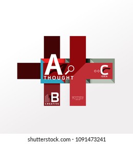 Geometric infographic banner, paper info a b c option diagram created with color shapes. Vector illustration