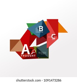 Geometric infographic banner, paper info a b c option diagram created with color shapes. Vector illustration