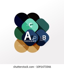 Geometric infographic banner, paper info a b c option diagram created with color shapes. Vector illustration