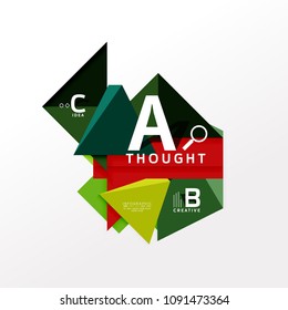 Geometric infographic banner, paper info a b c option diagram created with color shapes. Vector illustration