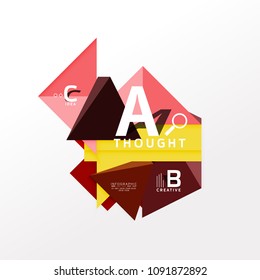 Geometric infographic banner, paper info a b c option diagram created with color shapes. Vector illustration