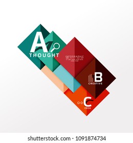 Geometric infographic banner, paper info a b c option diagram created with color shapes. Vector illustration