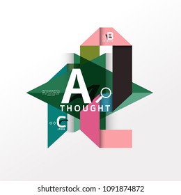 Geometric infographic banner, paper info a b c option diagram created with color shapes. Vector illustration