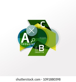 Geometric infographic banner, paper info a b c option diagram created with color shapes. Vector illustration