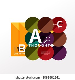 Geometric infographic banner, paper info a b c option diagram created with color shapes. Vector illustration