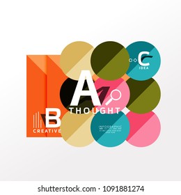 Geometric infographic banner, paper info a b c option diagram created with color shapes. Vector illustration